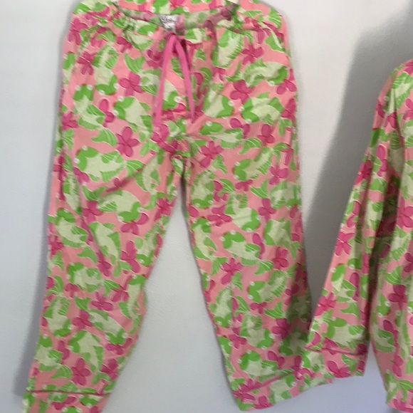 Rare Lilly Pulitzer Cotton Fish PJS in Pink Green - Picture 4 of 6